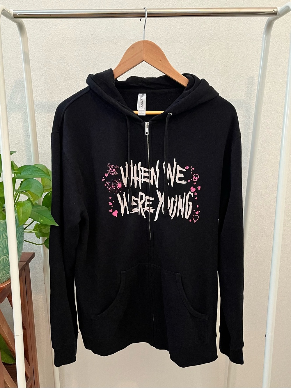Original Black 'When We Were Young' Zip-Up Hoodie - Women's Sweater, Size L